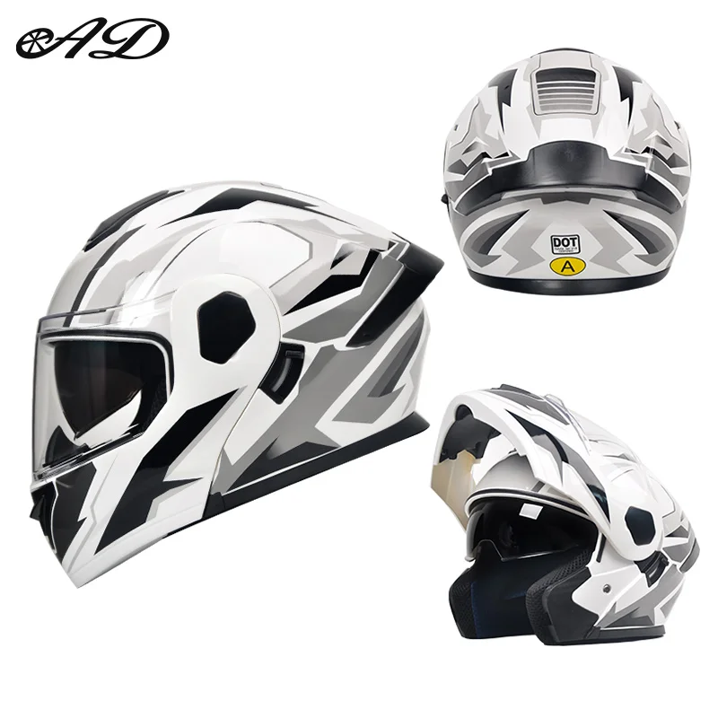 

Ad Dot Approved Safety Modular Flip Motorcycle Helmet Voyage Racing Dual Lens Helmet Interior Visor
