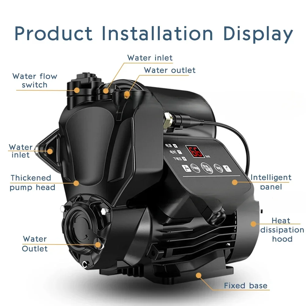 Fully Household Domestic Home Intelligent Digital Display 0.8kw 1hp Smart Silent Booster Water Self Priming Pump 800w