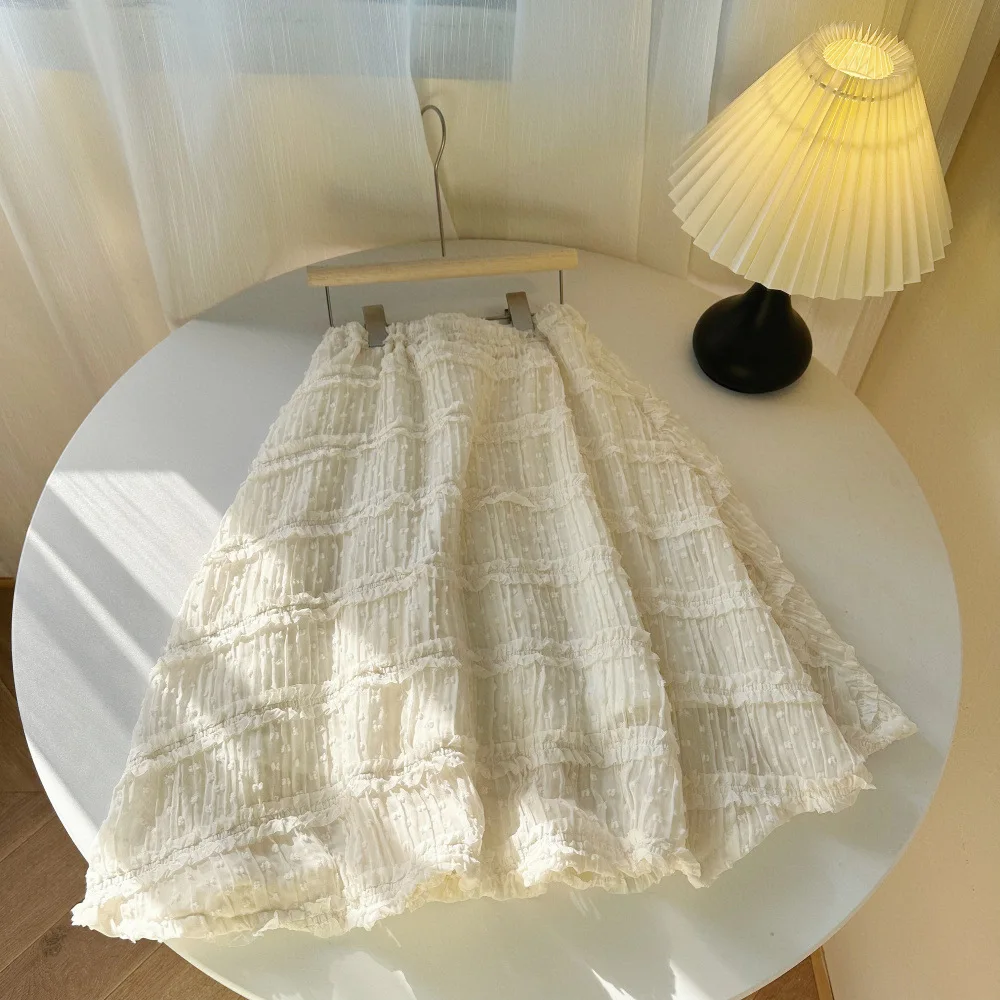 

2024 Spring Girls lace jacquard skirts children double-deck all-match princess skirt