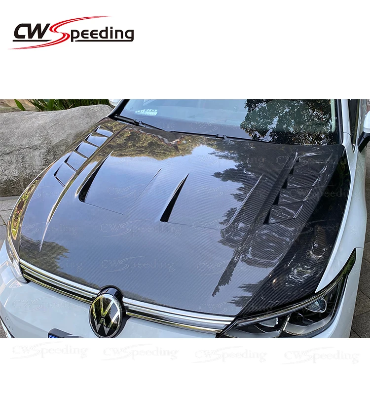 CWS-E STYLE CARBON FIBER ENGINE HOOD BONNET FOR 2019-2022 VW GOLF MK 8 BODY KIT