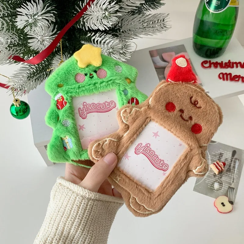 Cute Cartoon Christmas Plush Card Holder for 3 Inch ID Cards Sweet Kpop Idol Photocard Storage Case Kawaii Photocard Cover