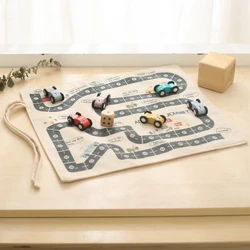 Tapete de escritorio de lona para bebé, juguete Montessori de 35x31CM, mapa de carretera de tráfico, juego de coche de madera, interacción entre padres e hijos, regalo educativo para niños