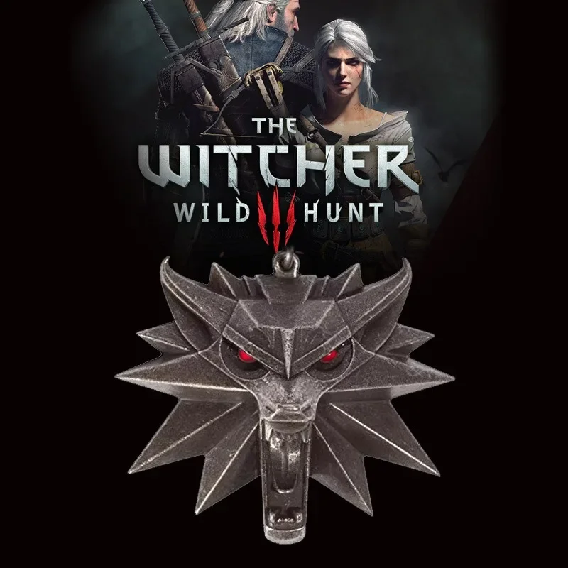 The Witcher 3 Wild Hunt LED Necklace Game Figure Geralt Wolf Head Pendant Necklace with Night Light Cosplay Jewelry Accessories