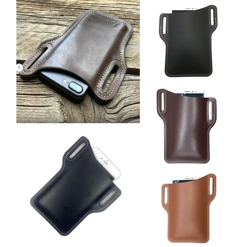 Enlarged Leather Phone Case with Waist Bag, Durable Outdoor Storage & Wallet for Camping