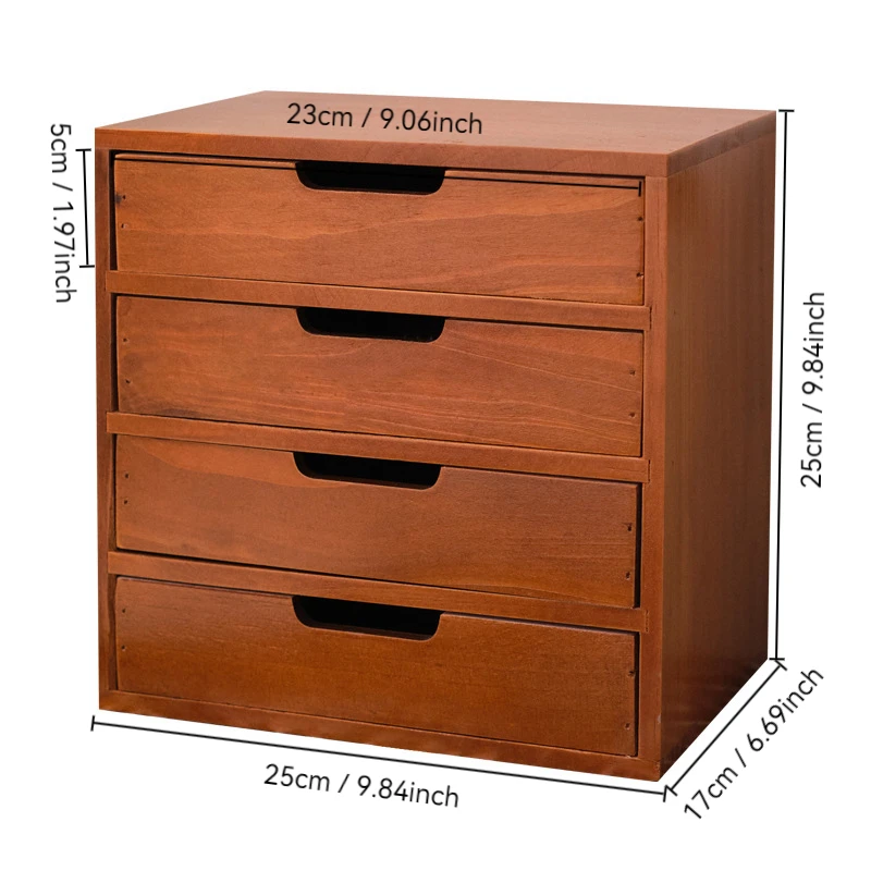 Wooden desktop drawer multi-layer storage small storage cabinets Wooden cosmetics utility box display increasing frame