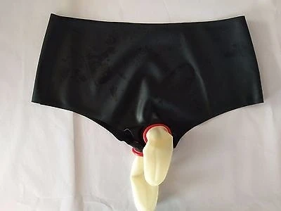 

Latex Rubber Fashion Man Red Underwear Short With Black Size XXS~XXL