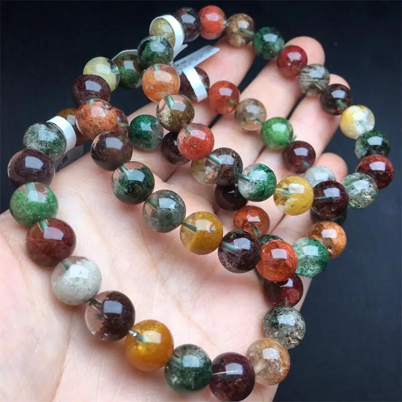 

10MM Natural Colored Garden Quartz Bracelet Women Fashion Charm Crystal Healing Energy Gemstone Yoga Jewelry 1PCS