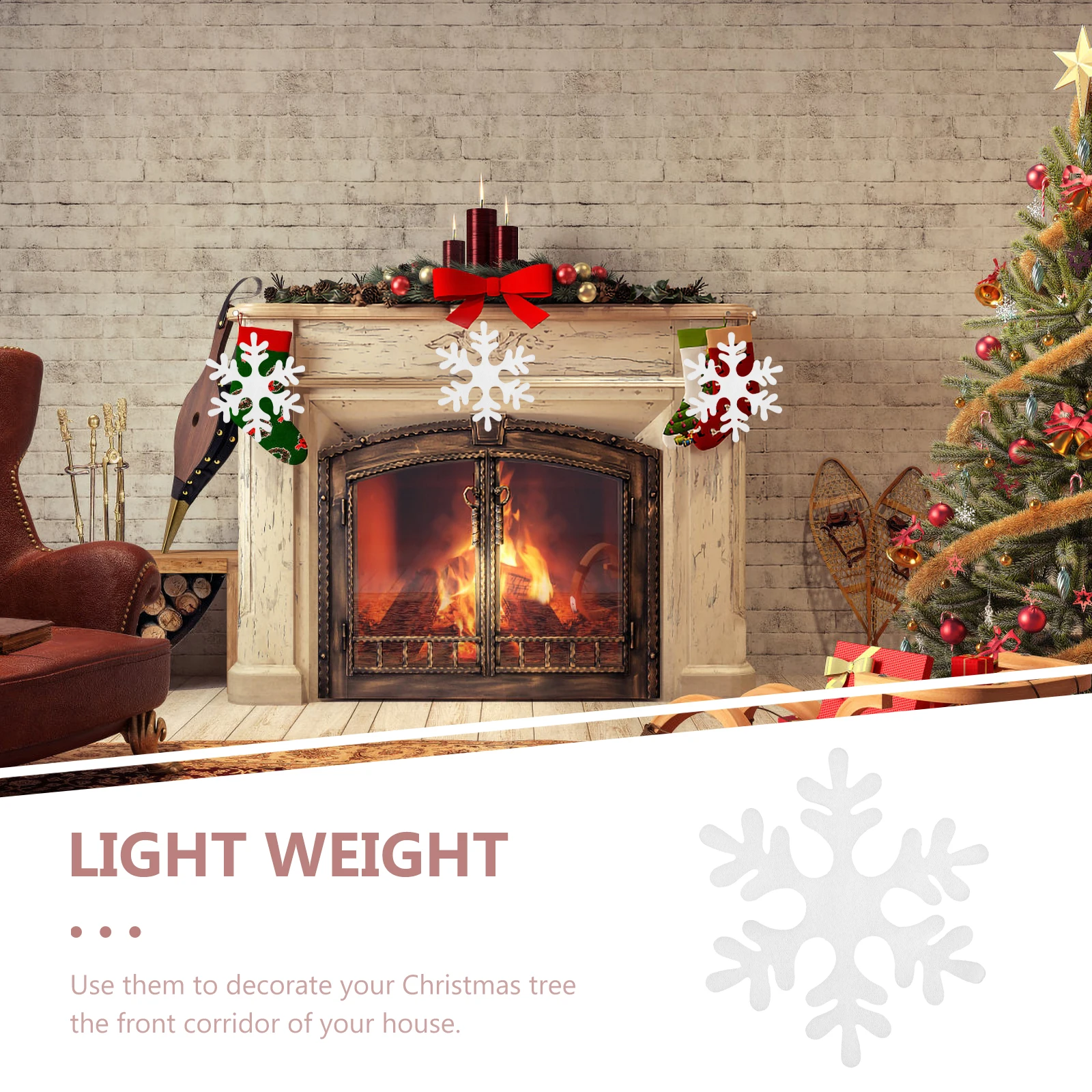 

12Pcs Snowflake Shape Decor Xmas Tree Ornaments Eye-Catching Under Lights Long-Lasting Environmental Material Xmas Tree Decor