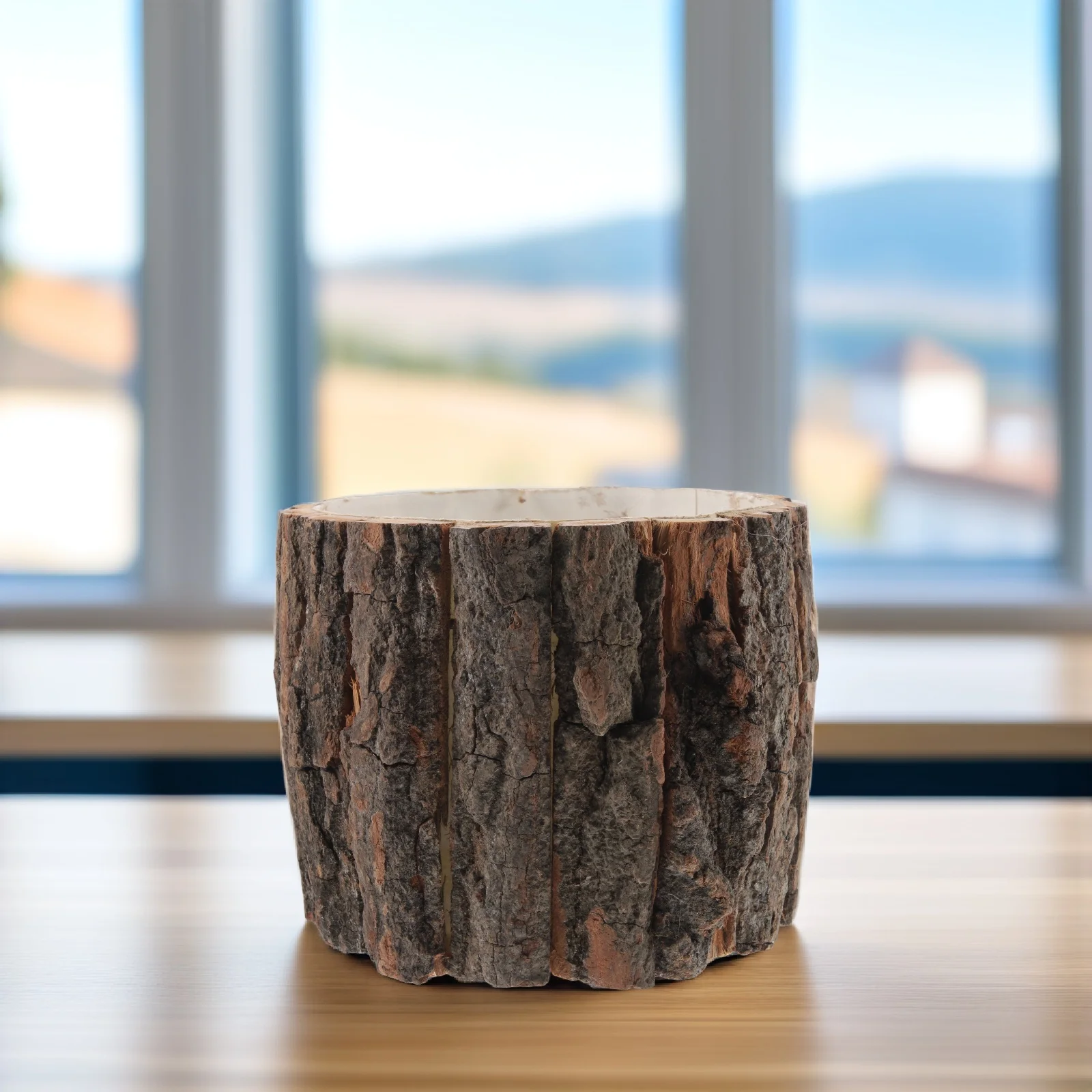 

Wood Bark Flower Pot Bucket Planters Rustic Planter Natural Design Vase Long Lasting Surface Serenity Table Shelves