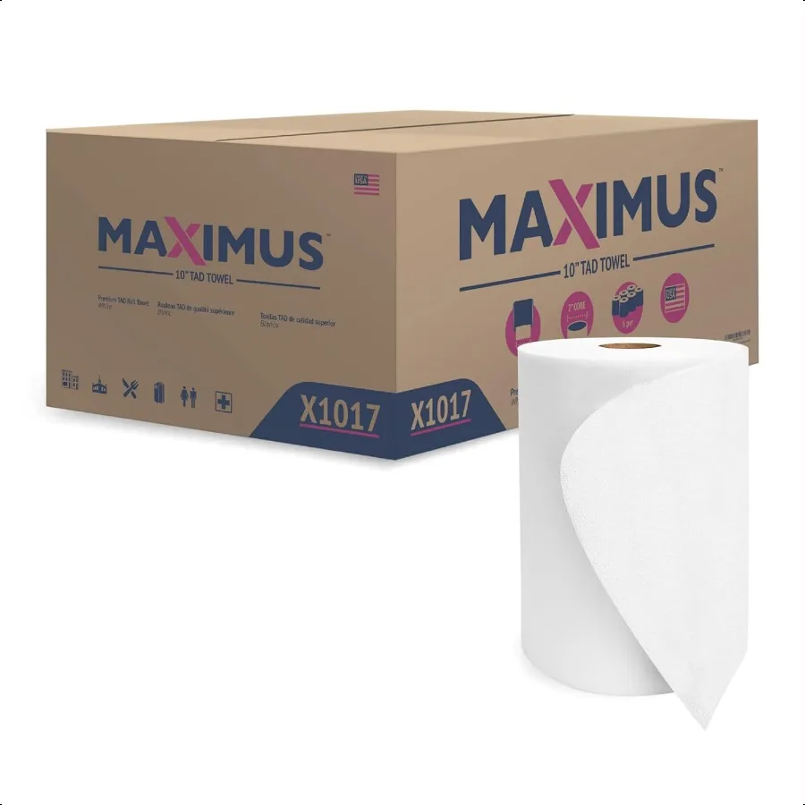 Maximus X1017 Premium TAD 10 لفات من المناشف الورقية مع لفات المناشف الورقية التجارية ذات السعة العالية مناسبة لـ O