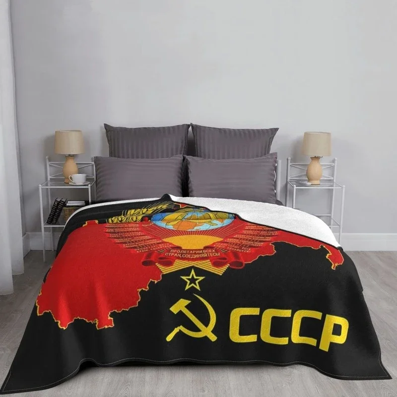 The Soviet Union Throw Blanket Prayer Islam Flannel Blanket USSR Emblem Red Printed Blanket for Sofa Bed Bedding Souvenir Gifts