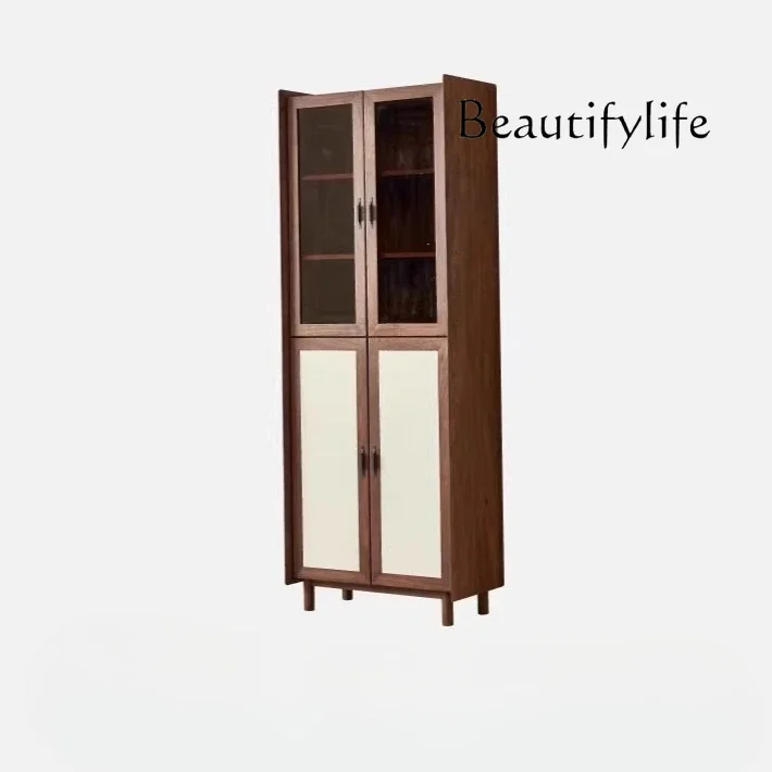 Y Designer Solid Wood Bookcase North American Black Walnut Combination Cabinet Italian Study Home Locker