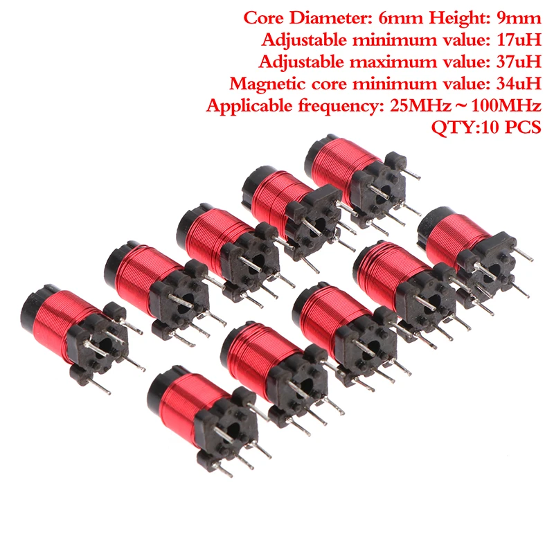 NEW 10pcs 50T 13uh-34uH Adjustable High-Frequency Ferrite Core Inductor Adjustable High Frequency Ferrite Core Coils