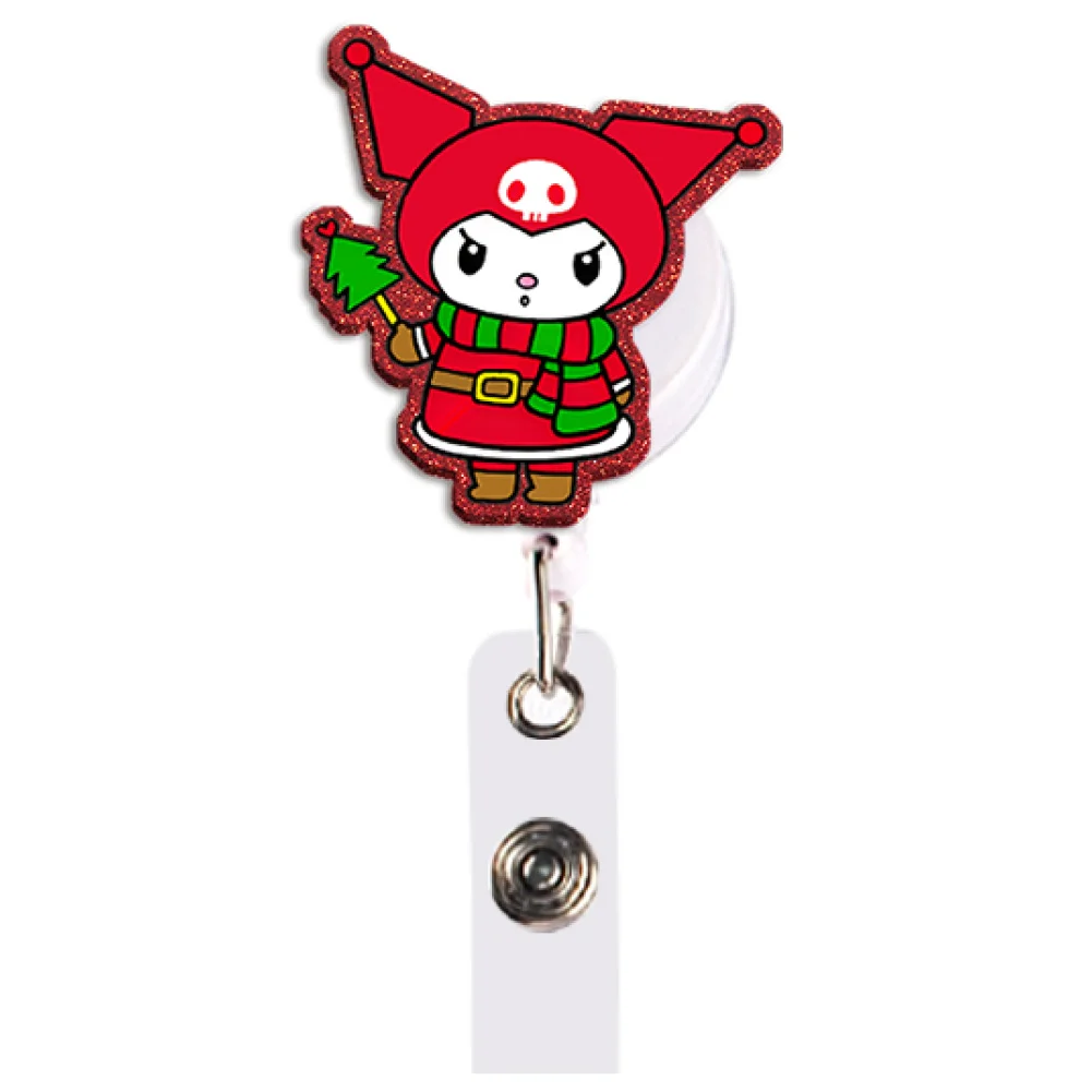 S Cartoon Color Glitter Acrylic Reel Clip Retractable for Nurse Card Gift Keycard Badge Decoration Resin Material Work Medical