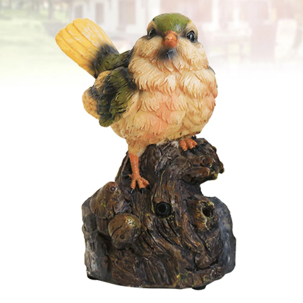 

1pc Simulation Bird Resin Ornament Desktop Garden Decoration Mini Sculpture Durable Bright Color Mushroom Birdsong Adornment