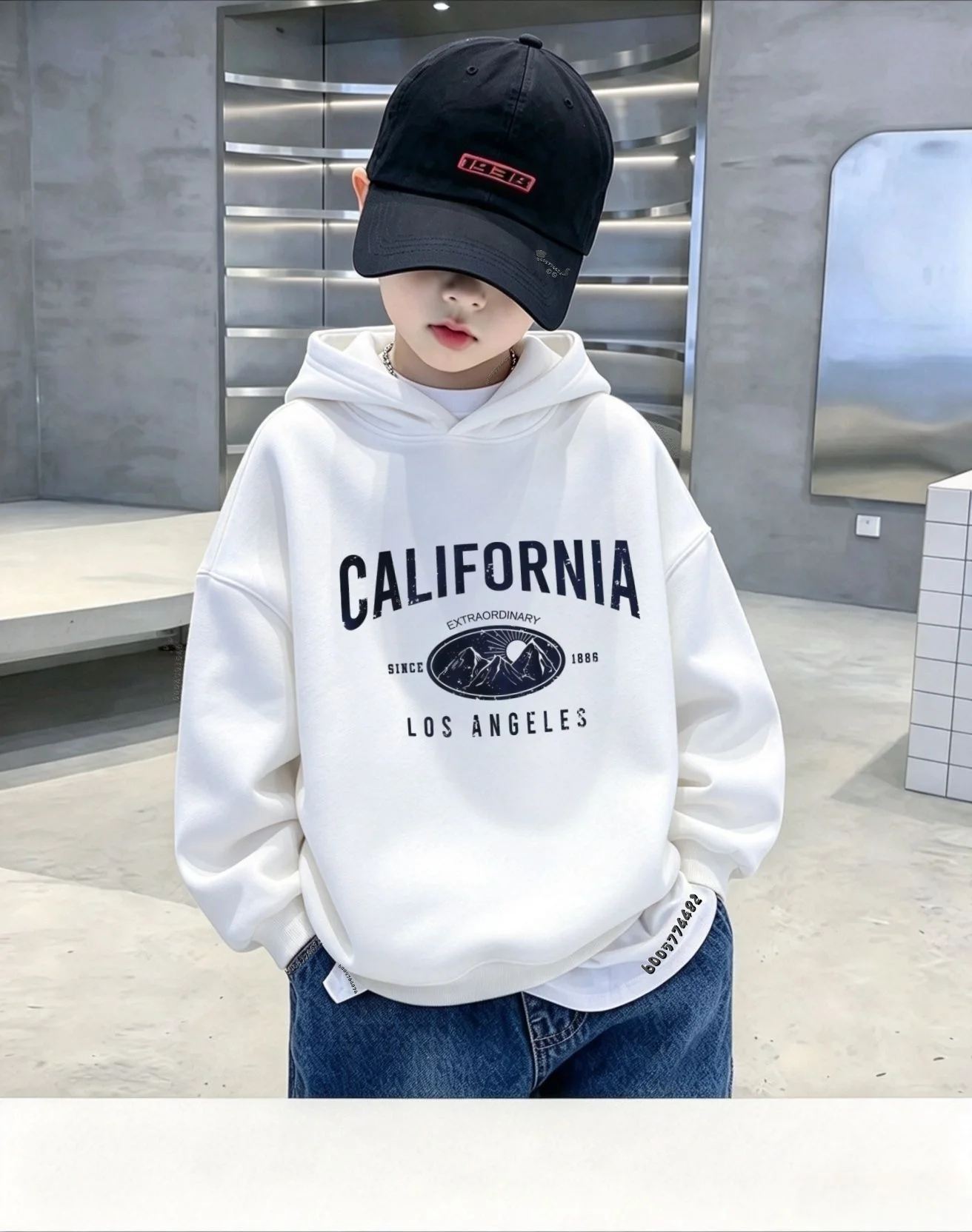Autumn Winter Children Hooded Sweatshirt Vintage California Los Angeles Print Kids Pullover Boys Girls Casual Long Sleeve Hoodie