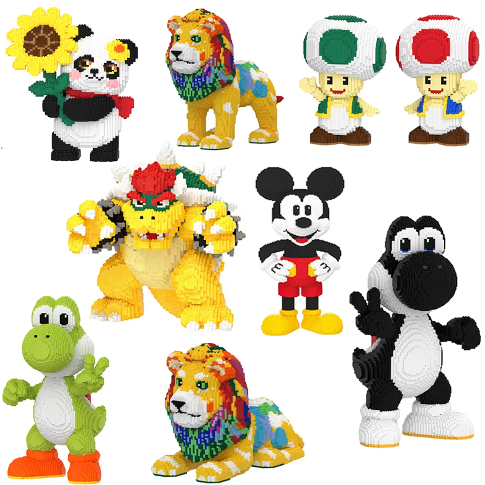 

Супербольшие строительные блоки Микки и Минни Маус, динозавры, панды, медведи, соединительные кирпичики, фигурки-грибы для домашнего декора