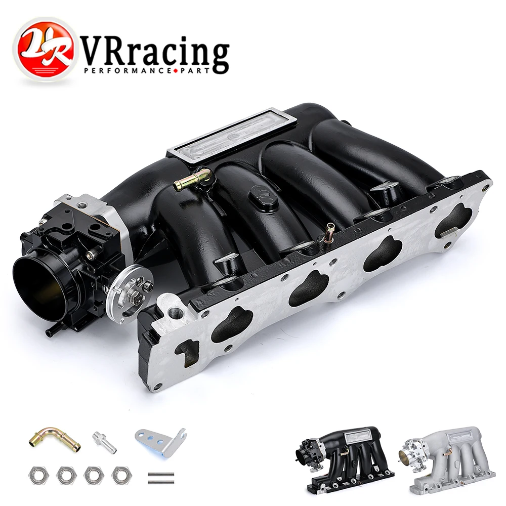 VR - Aluminum Intake Manifold Throttle Body For 06-11 Honda Civic 04-08 Acura TSX K20Z3 Silver/Black VR-IM52+6951