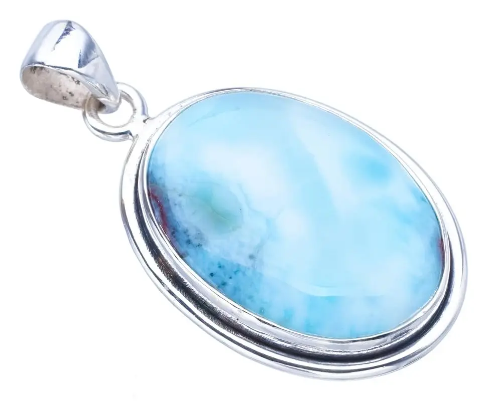 

StarGems® Natural Larimar Handmade 925 Sterling Silver Pendant 1.5" F3346