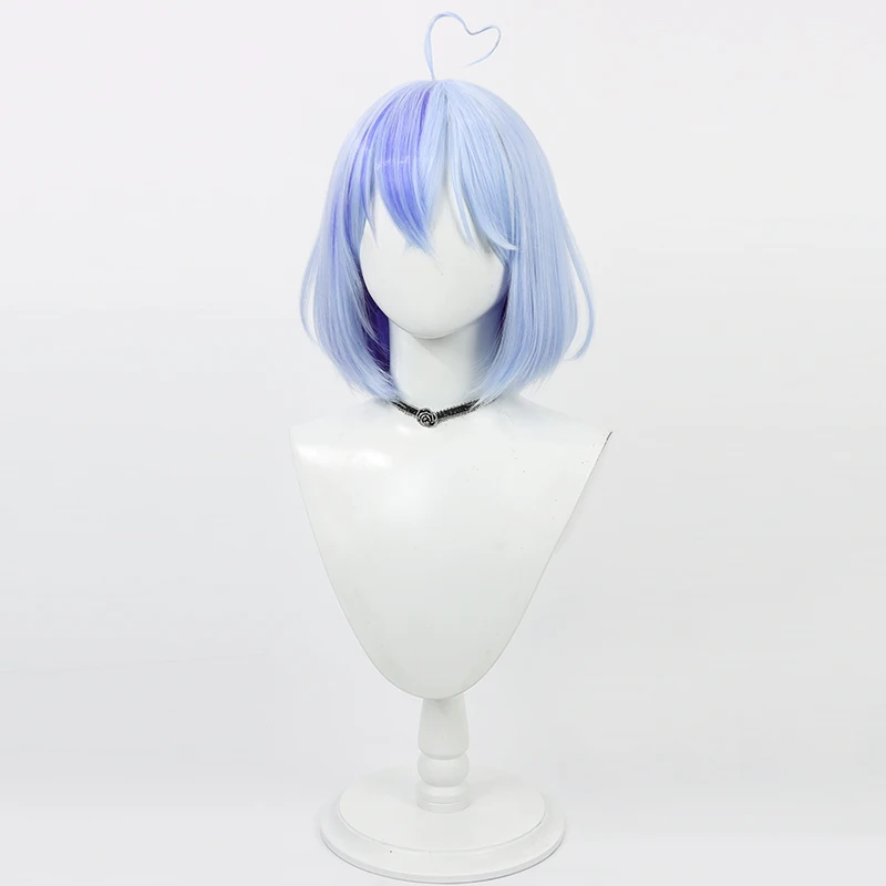 Vtuber Hololive Yukihana Lamy Cosplay Wig Short Type Blue Mixed Synthetic Hair Heat Resistant Halloween Role Play Party Carnival