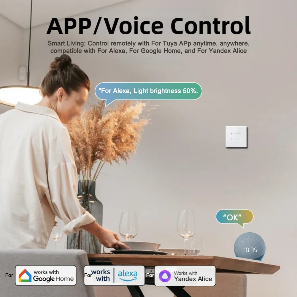 WiFi 2Way Smart Dimmer Switch Compatible with For Alexa and Google Assistant for Customizable Lighting and Automation