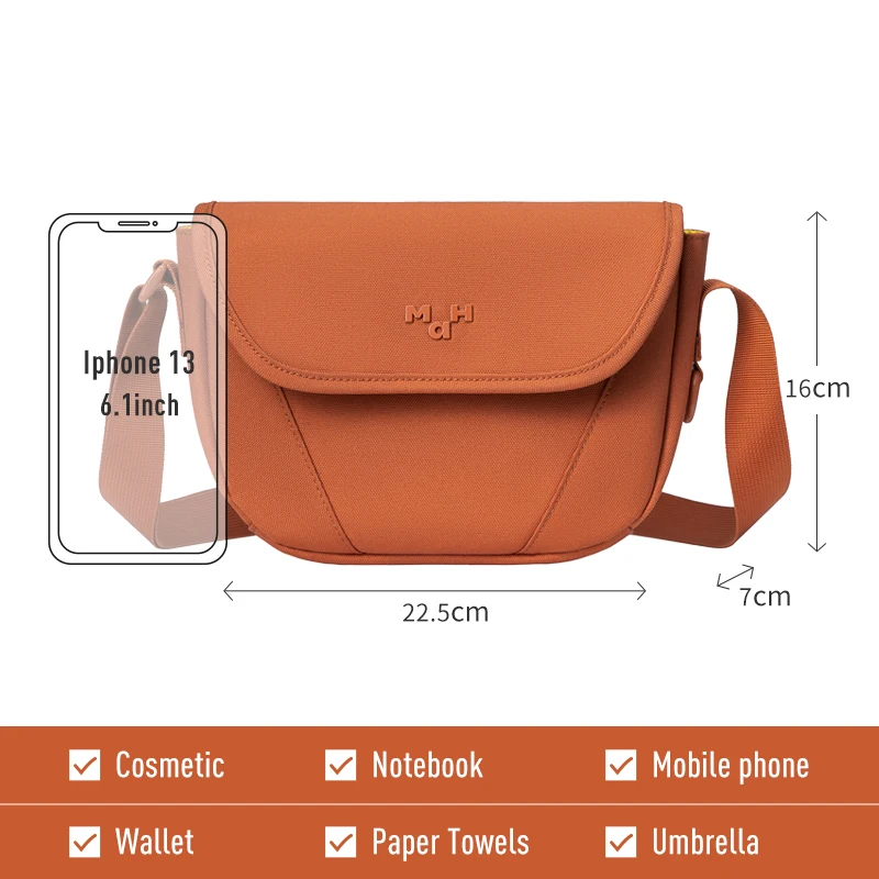 MAH 2022 Female Summer Bag New Fashion Single Shoulder Messenger Bag Original Niche Japanese Simple Saddle Bag