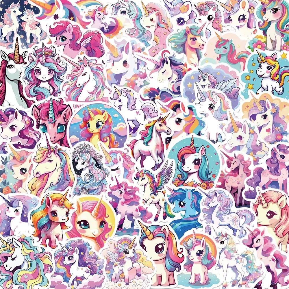 50PCS Cute Unicorn Cartoon Animals Graffiti Stickers Phone Guitar Laptop Notebook Suitcase Cup DIY Waterproof Sticker Kids Toy