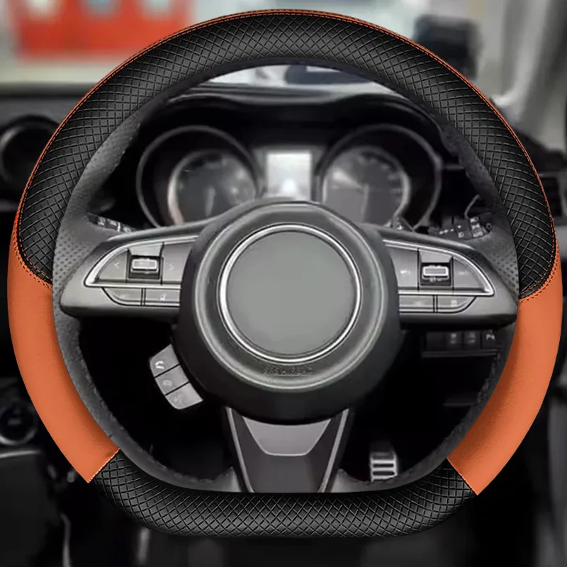 Capa de volante de couro costurada à mão para suzuki jimny sierra swift sport teszt baleno 2018-2022 funda volante
