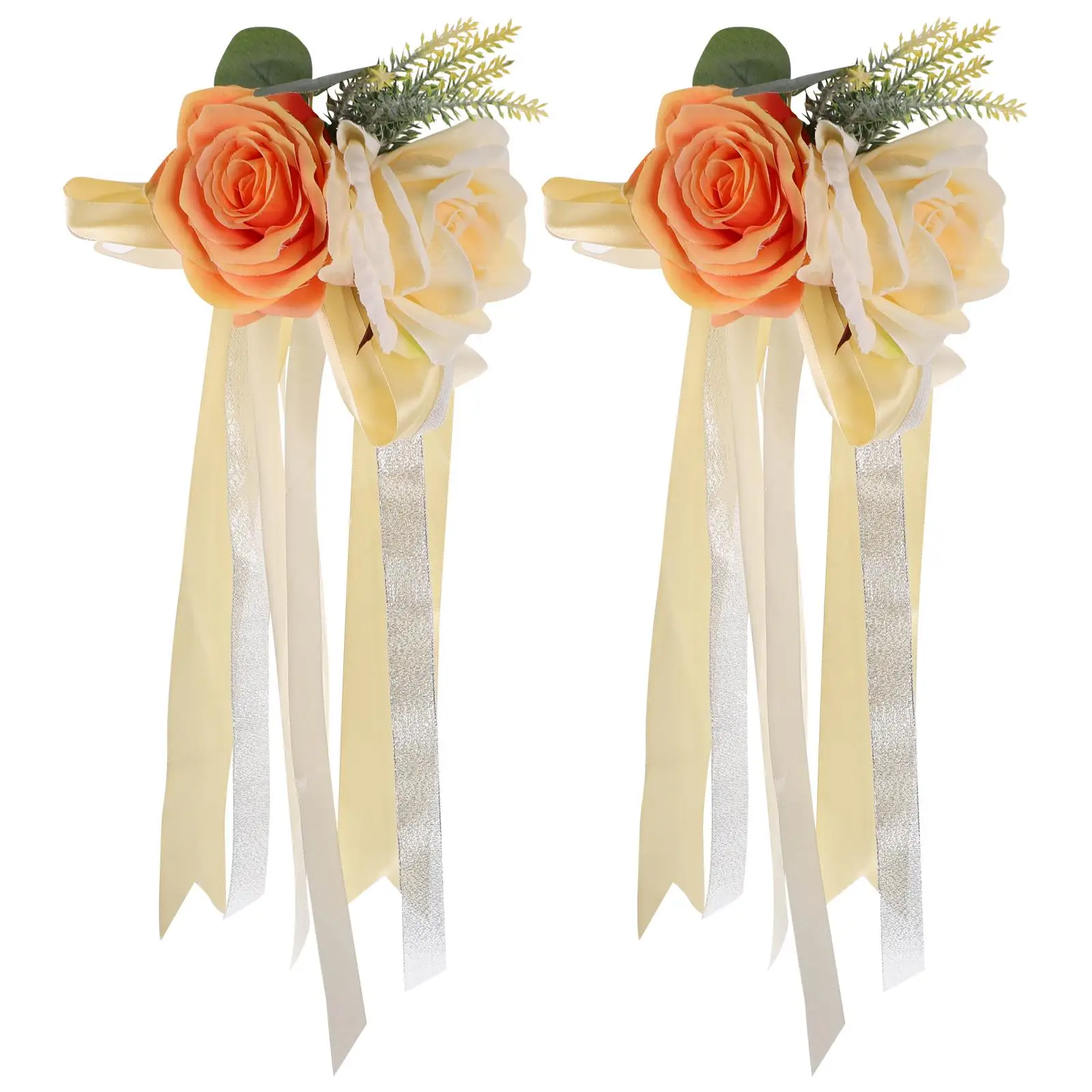 

2 Pcs Faux Flowers Wedding Rose Decorative Artificial Roses Eucalyptus Decorations Pink