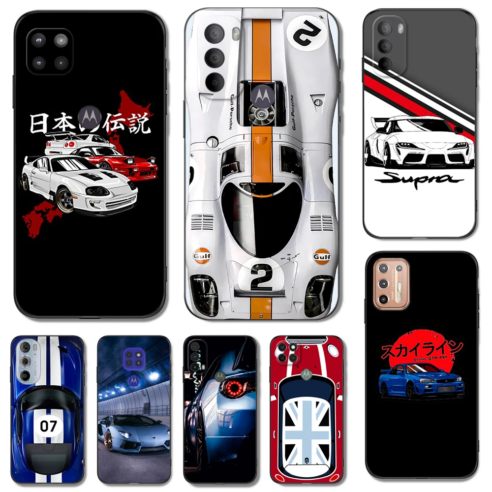 Black Tpu Case For Motorola Moto G31 G40 Fusion G41 G50 G51 edge30 G10 G20 G30 G100 5G G22   luxury cool sports car