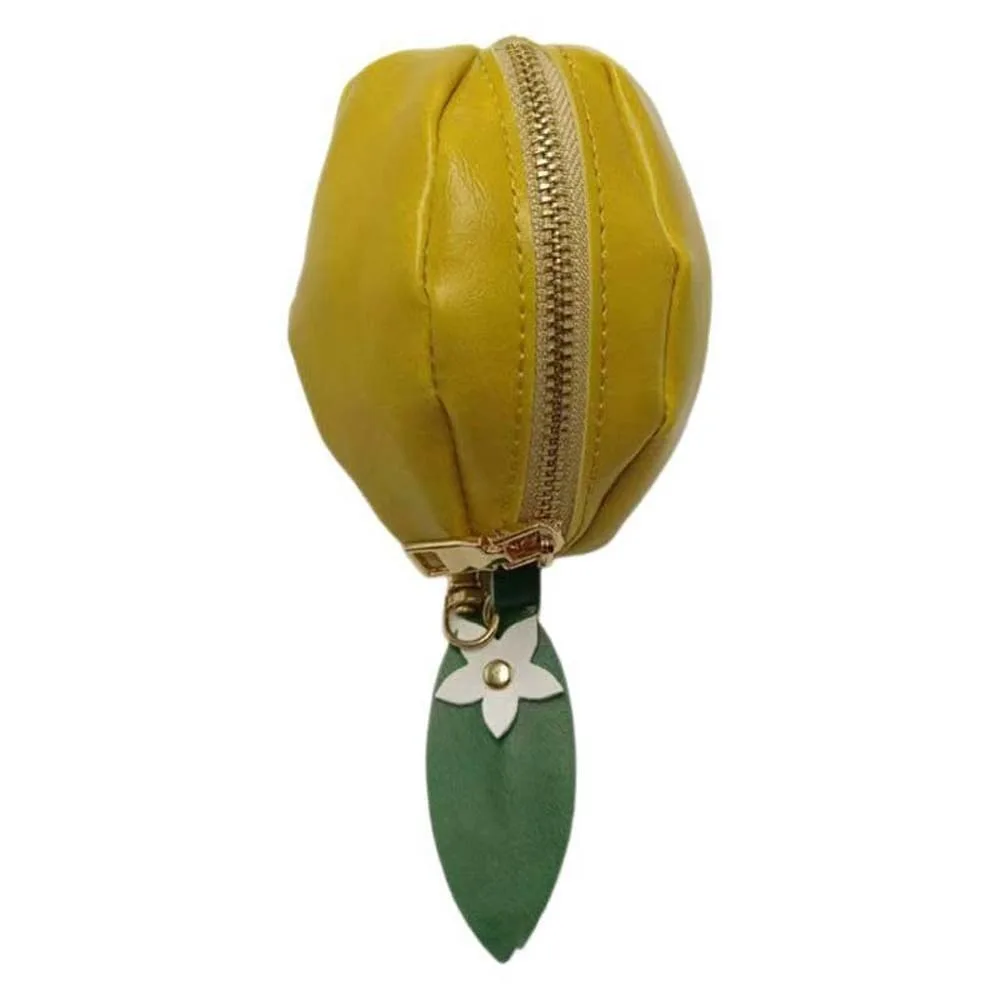 

Keychain Cute Fruit Shape Coin Purse Korean Style Avocado Earphone Bag Key Ring Lemon PU Leather Pendant Bag Charm