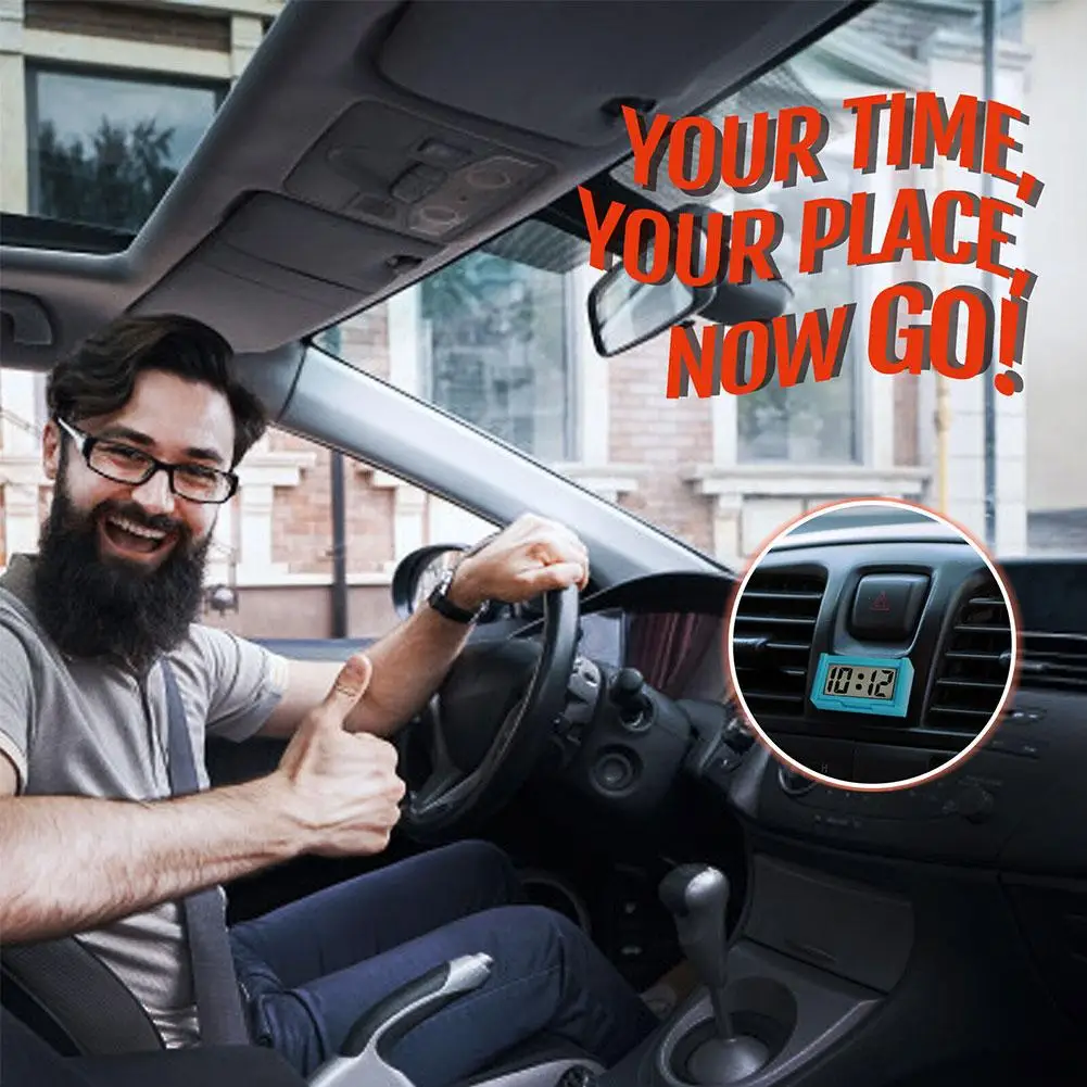 Car Dashboard Digital Clock Mini LCD Time Date Display Office Self-Adhesive Home Decoration Desktop Accessories Car Clock A X3O2