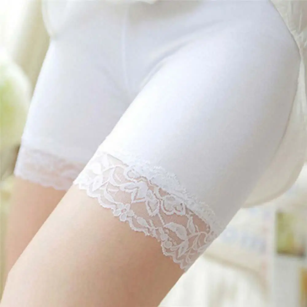 Women Seamless Solid Color Elastic Pant Short Skirt Breathable Shorts Lace Leggings Safety Pantie Pantalones Cortos Under The Sh