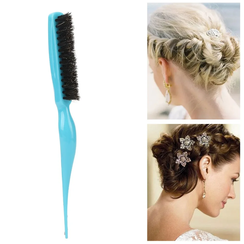 Nylon Bristles Hair Teasing Brush Durable Professional Back Combing Brush Blue Color Styling Teasing Brush Home Salon