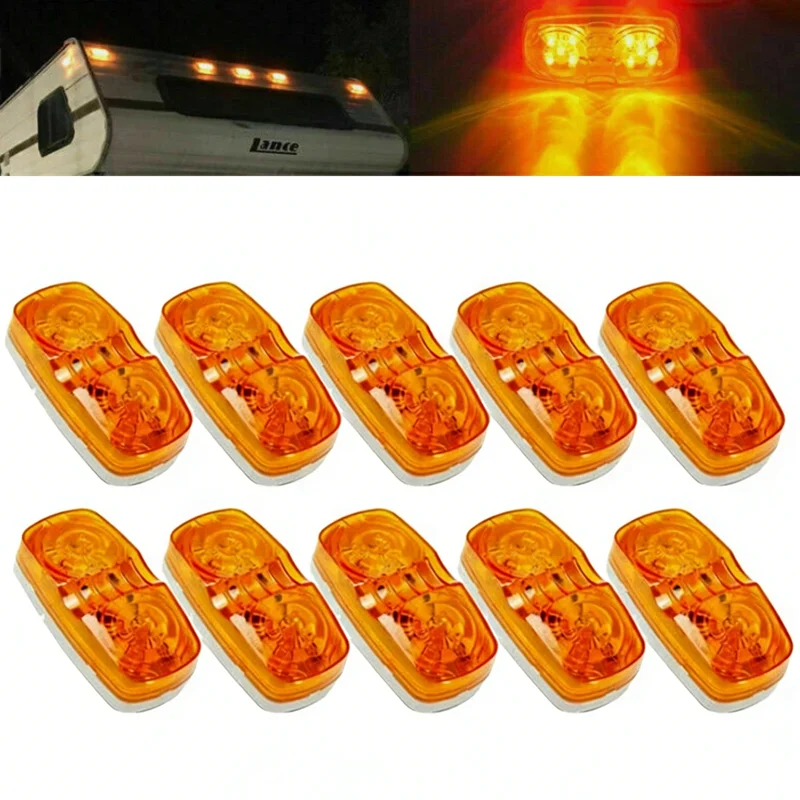 10PCS LED Light Truck Marker Side lighting Indicator Lights 10LED RVs Trailers Campers Clearance Lamps 12V Amber/Red Side Lights