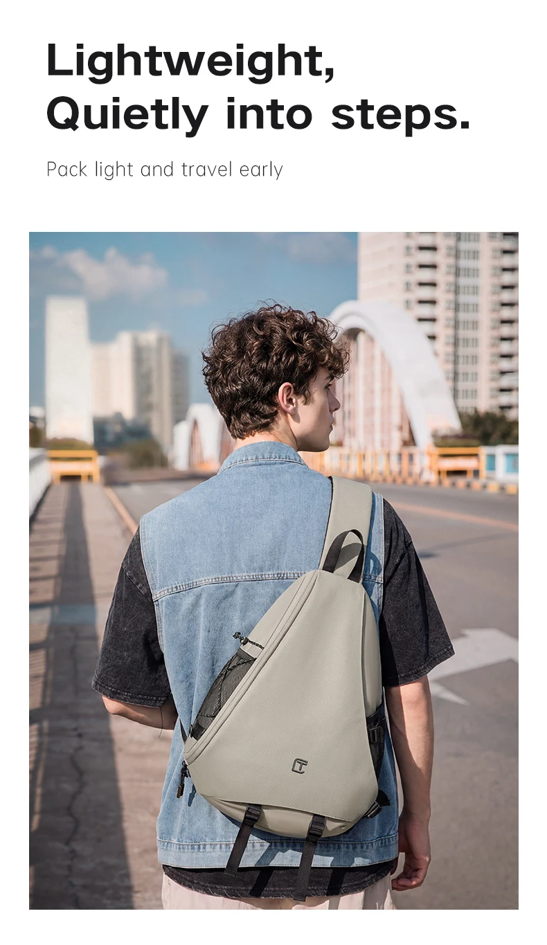 TANGCOOL Umhängetasche für Herren, wasserabweisender Umhängetaschen-Rucksack, große Kapazität, diebstahlsichere Brusttasche für Reisen, Wandern, täglichen Gebrauch – Detail 5