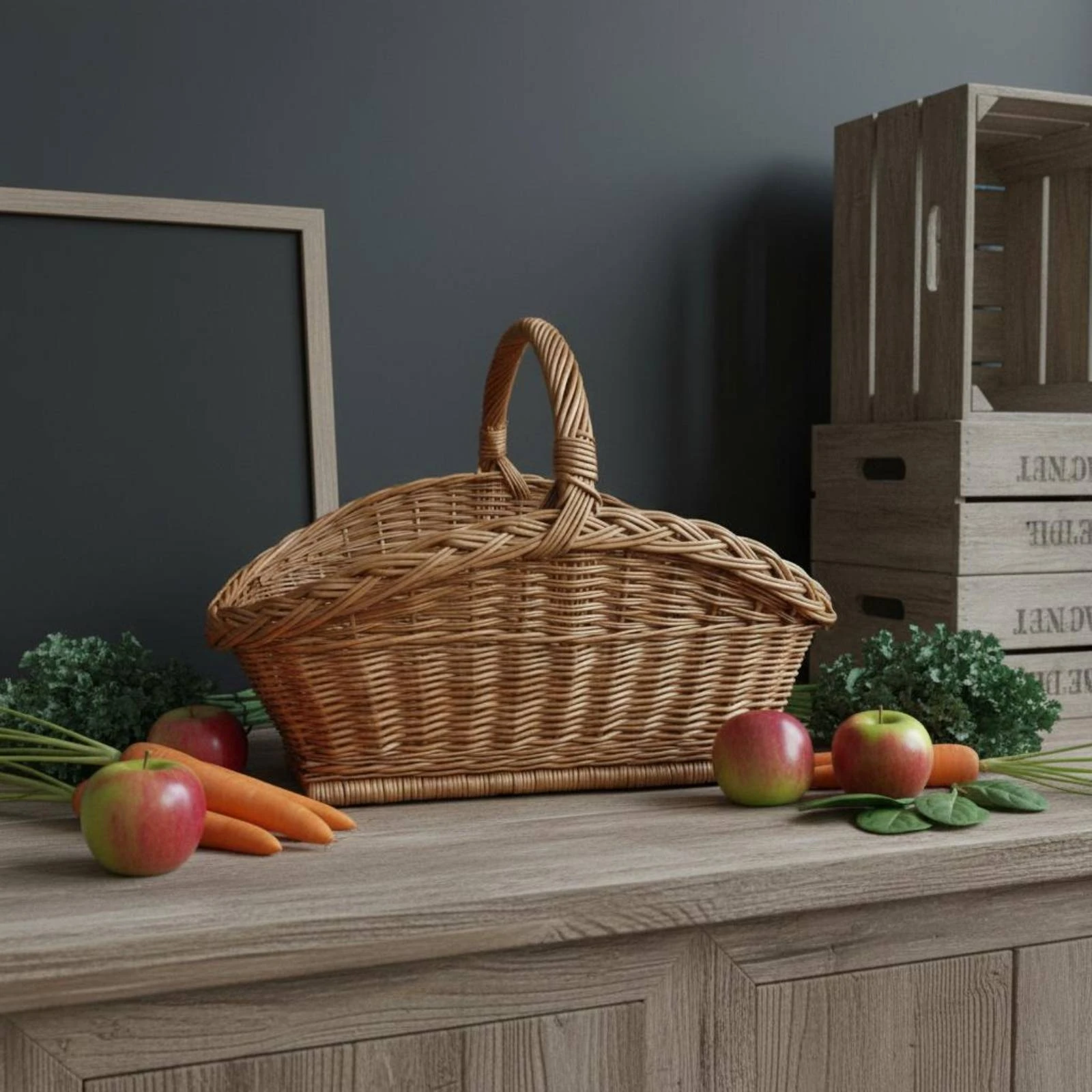 Oval Wicker Basket Open Top Wicker Picnic Basket Household Storage Flared Body Carrying Container Reinforced Base view 5