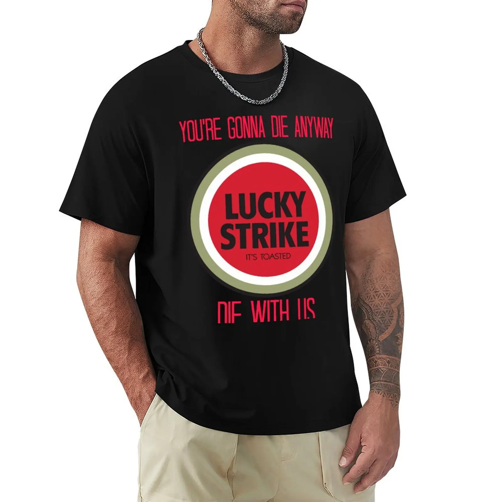 mad men lucky strike ad - red text T-Shirt t shirt man cotton T-Shirt