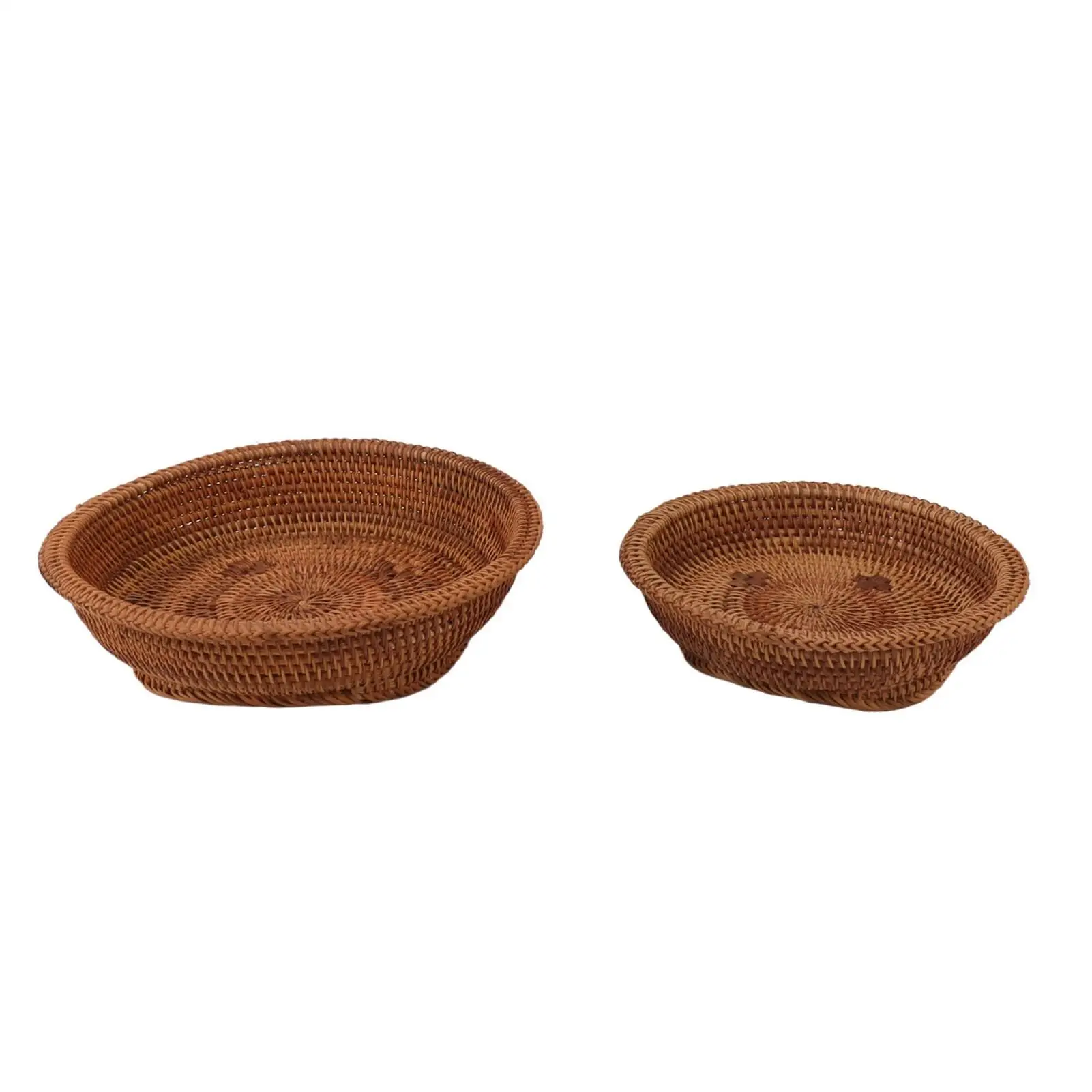 Handwoven Rattan Serving Basket - Unique Round Design for living Room, Multi-Functional Storage Solution