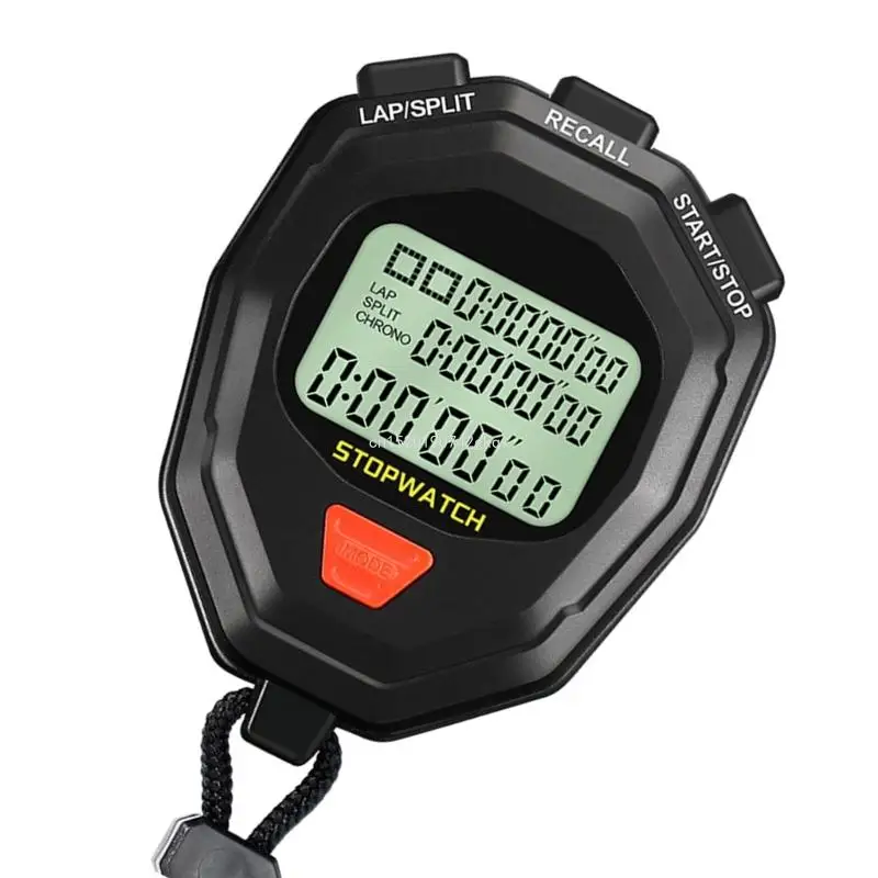 Large Display Timer Digital Stopwatch Timer with Lanyard Outdoor Sports Training Timer Chronograph Stop Watch