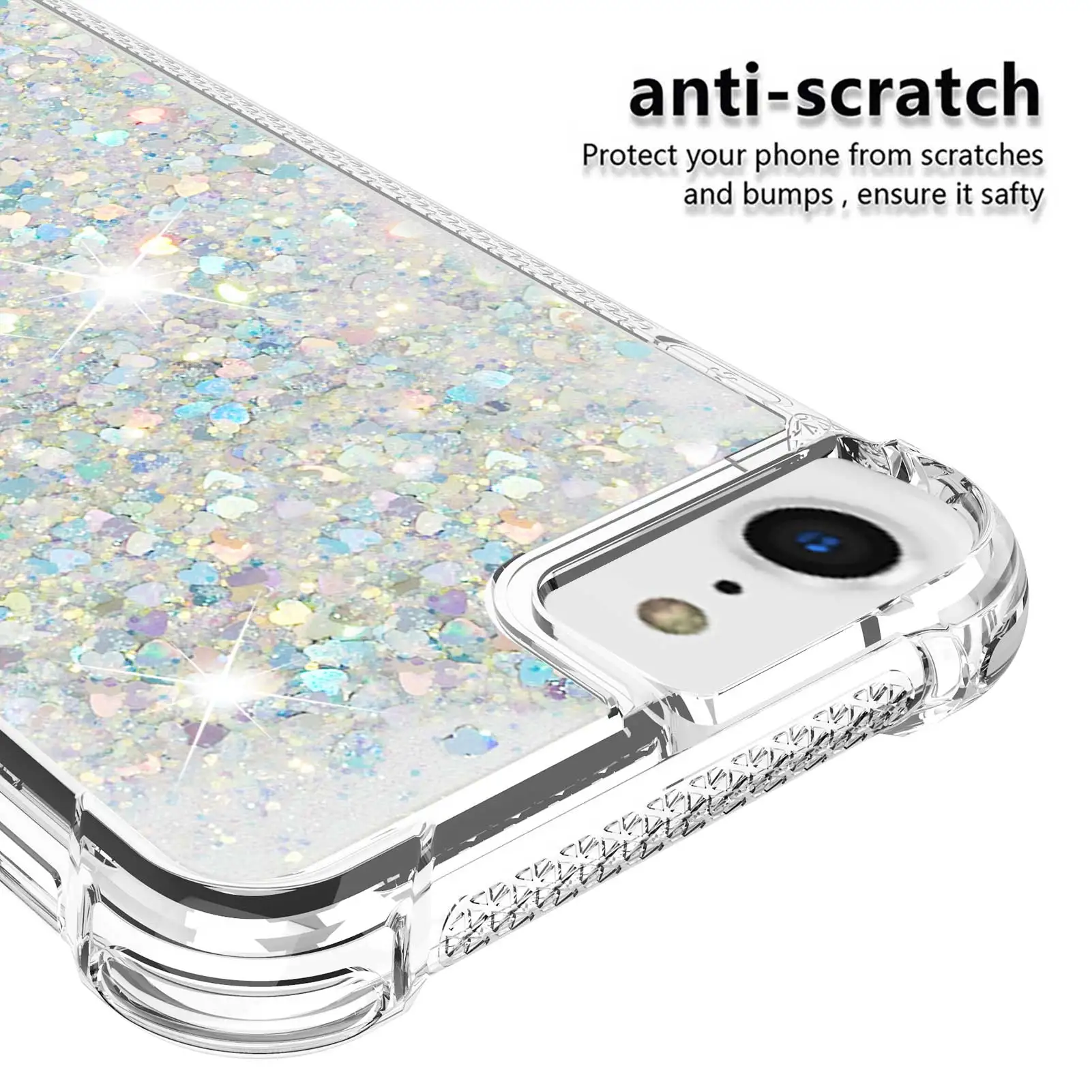 

Liquid Glitter 4 Corner Air Cushion Shockproof Phone Case for iPhone 16 Pro Max 16E SE ,Clear Sparkle Anti-Drop Protective Cover