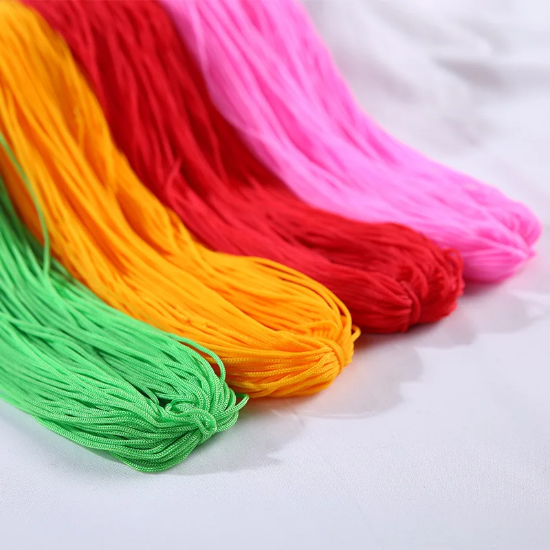 1mm Braided Macrame Silk Satin Threads Nylon Hollow Wire Cord Rope Yarns Crochet Weave Knit Hat Bag Hand Knitted Yarns Line