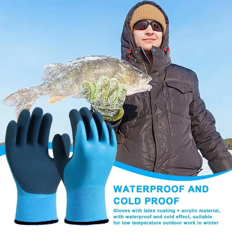 -30 ℃   الشتاء سميكة قفازات الصيد مقاوم للماء يندبروف Coldproof كامل فنجر قفازات ركوب الخيل الشتاء مبطن قفازات العمل في الهواء الطلق