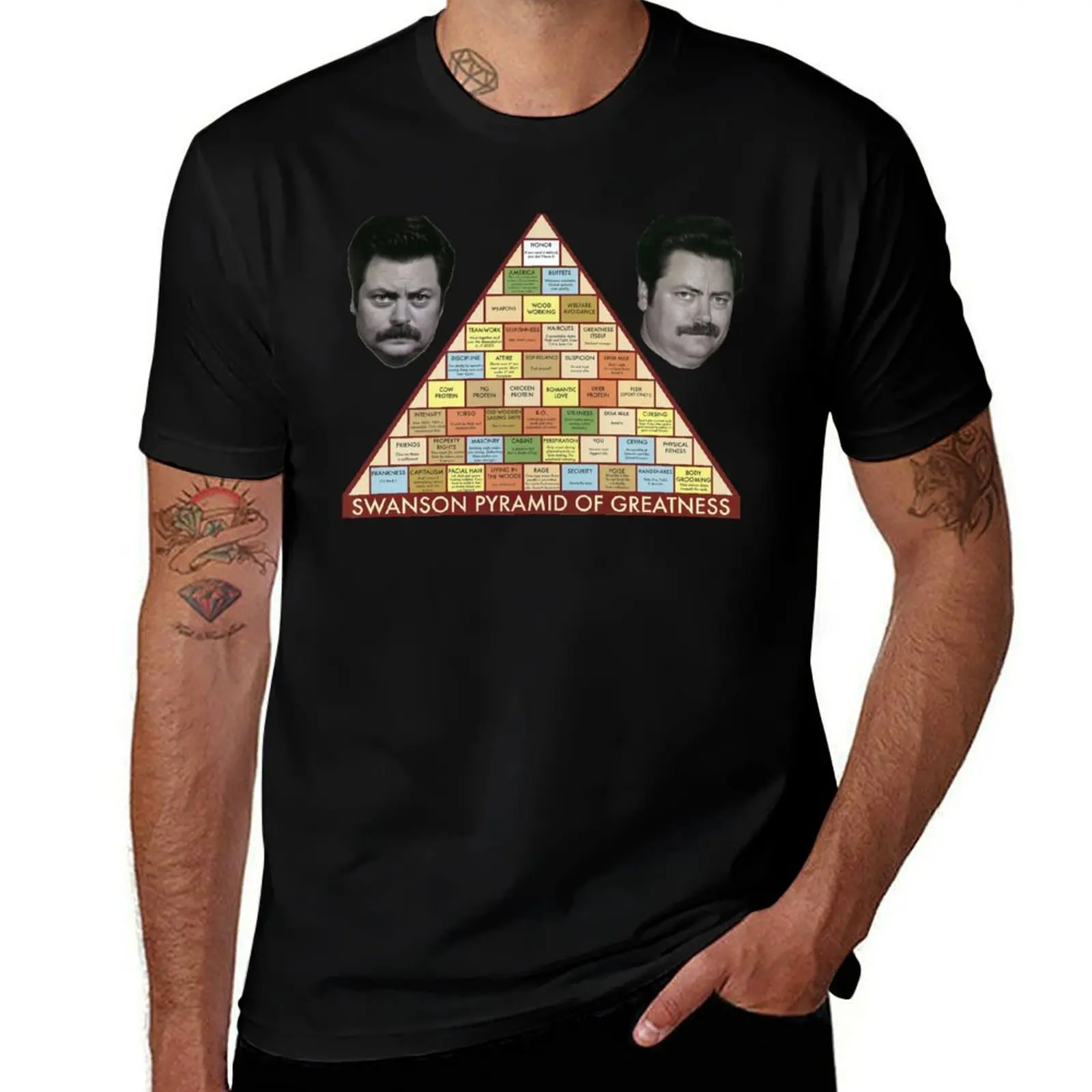 

Swanson Pyramid of Greatness T-Shirt plus sizes cute clothes man clothes vintage graphic tee mens graphic t-shirts anime