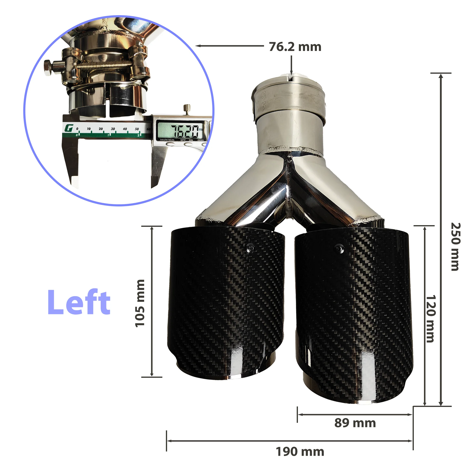 1 Stuks Universele Auto Carbon Fiber Uitlaatpijp Y-vormige Dubbele Uitlaat Twill Glans Uitlaatdemper Tip