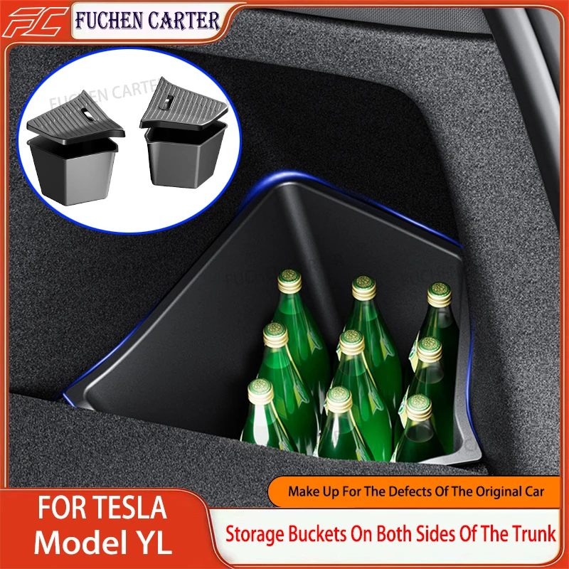 For New Tesla Model YL Launch2026 Car Trunk Side Left Right Tidying Packet Storage Box Model YL Trunk Side Storage Box Organizer