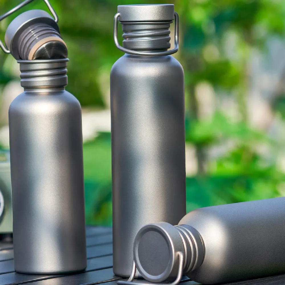 

Pure Titanium Water Bottle 500/600/750ml Ultralight Wide Mouth Leakproof Boilable for Camping Hiking Cycling Outdoor