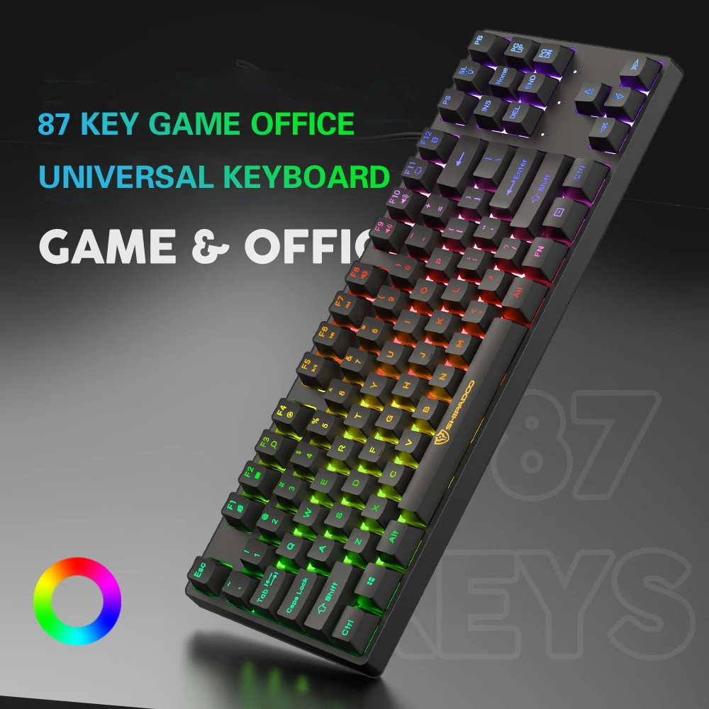 K87 87 keys Wired Mechanical Keyboard 20 Kinds of Colorful Lighting Gaming and Office For Microsoft Windows and Apple IOS System