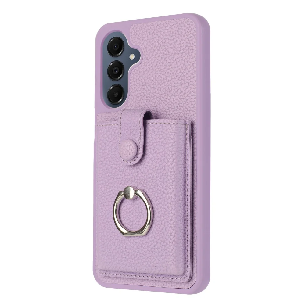 Luxury Card Slot Ring Holder Leather Phone Case For Samsung S25 S24 S26 Ultra S23 S22 S21 Plus FE A55 A36 A16 Shockproof Cover
