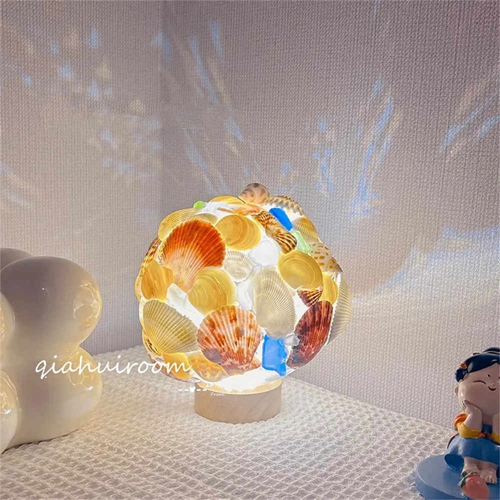 Handmade Shell Night Light para meninas, DIY lâmpada atmosfera romântica, decoração de cabeceira pequena, presente de aniversário para amigos, desktop